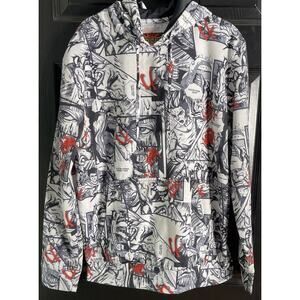 Fresh Prints Small Pullover Hoodie Tokyo By Drill Comic Book Print Urban Fashion